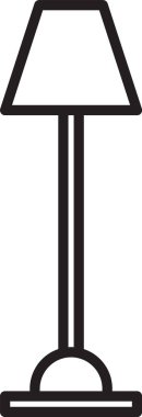 Siyah çizgi yer lambası simgesi beyaz arkaplanda izole edildi. Vektör İllüstrasyonu