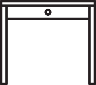 Siyah çizgi tahta masa simgesi beyaz arkaplanda izole edildi. Vektör İllüstrasyonu