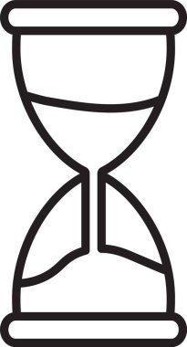Siyah çizgi Beyaz zemin üzerinde kum ikonu akan eski kum saati. Kum saati işareti. İş ve zaman yönetimi kavramı. Vektör İllüstrasyonu