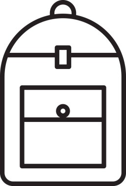 Beyaz arkaplanda siyah çizgi sırt çantası simgesi izole edildi. Vektör İllüstrasyonu