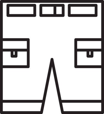 Siyah çizgi kısa veya pantolon simgesi beyaz arkaplanda izole edildi. Vektör İllüstrasyonu