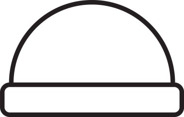 Siyah çizgi Beanie şapka simgesi beyaz arkaplanda izole edildi. Vektör İllüstrasyonu