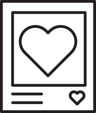 Siyah çizgi boş fotoğraf çerçeveleri ve beyaz arkaplanda izole edilmiş kalp simgeleri. Sevgililer Günü sembolü. Vektör İllüstrasyonu