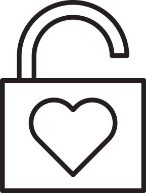 Siyah çizgi kilit ve kalp simgesi beyaz arkaplanda izole edildi. Kilitli Kalp. Aşk sembolü ve anahtar deliği işareti. Sevgililer Günü sembolü. Vektör İllüstrasyonu