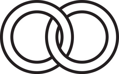 Siyah çizgi Alyans simgesi beyaz arka plan üzerinde izole. Gelin ve damat mücevher işareti. Evlilik simgesi. Elmas yüzük simgesi. Vektör İllüstrasyonu