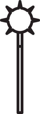 Siyah çizgi Ortaçağ zincirlenmiş top ikonu beyaz arka planda izole edilmiş. Ortaçağ silahı. Vektör İllüstrasyonu