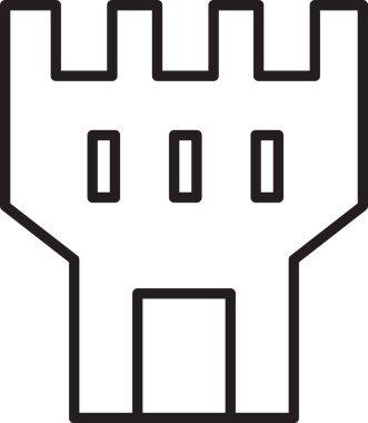 Beyaz arka planda siyah çizgi kale ikonu izole edildi. Kale işareti. Vektör İllüstrasyonu