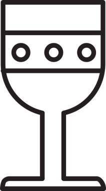 Siyah çizgi Ortaçağ kadeh ikonu beyaz arkaplanda izole edilmiş. Vektör İllüstrasyonu