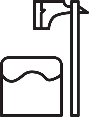 Siyah çizgi cellat baltası ağaç bloğu simgesinde beyaz arkaplanda izole edilmiş. Cellat, işkenceci, cellat, işkenceci, kasap, cellat. Vektör İllüstrasyonu