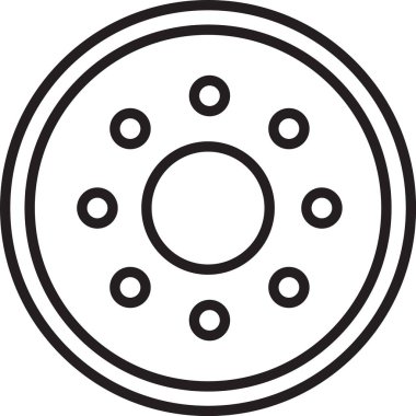 Siyah çizgi yuvarlak tahta kalkan ikonu beyaz arkaplanda izole edilmiş. Güvenlik, güvenlik, koruma, mahremiyet, koruma kavramı. Vektör İllüstrasyonu