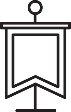 Siyah çizgi Ortaçağ bayrağı simgesi beyaz arkaplanda izole edildi. Bir kral ya da kraliçe tarafından yönetilen ülke, devlet ya da bölge. Vektör İllüstrasyonu