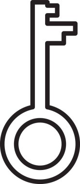 Siyah çizgi Beyaz arkaplanda izole edilmiş eski anahtar simgesi. Vektör İllüstrasyonu