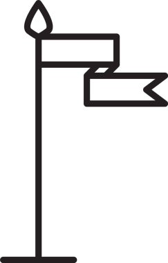 Siyah çizgi Ortaçağ bayrağı simgesi beyaz arkaplanda izole edildi. Bir kral ya da kraliçe tarafından yönetilen ülke, devlet ya da bölge. Vektör İllüstrasyonu