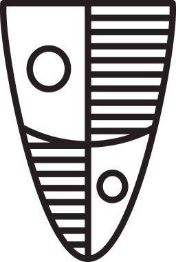 Beyaz arkaplanda siyah çizgi kalkan simgesi izole edildi. Gardiyan. Güvenlik, güvenlik, koruma, gizlilik kavramı. Vektör İllüstrasyonu