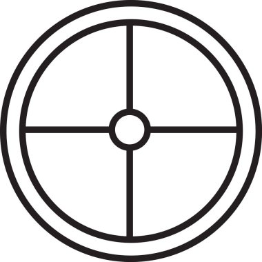 Siyah çizgi yuvarlak tahta kalkan ikonu beyaz arkaplanda izole edilmiş. Güvenlik, güvenlik, koruma, mahremiyet, koruma kavramı. Vektör İllüstrasyonu