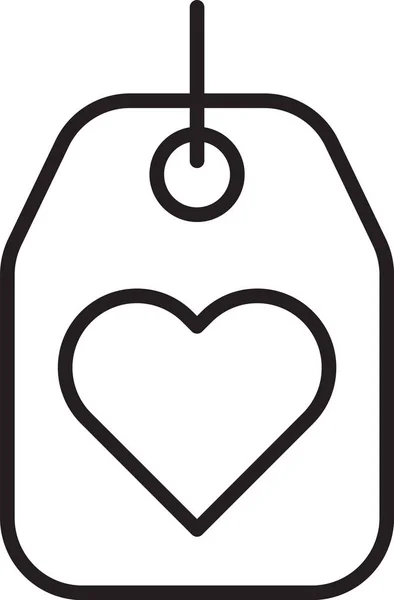 Czarna linia Ikona tagu serca izolowana na białym tle. Symbol miłości. Symbol walentynkowy. Ilustracja wektora — Wektor stockowy
