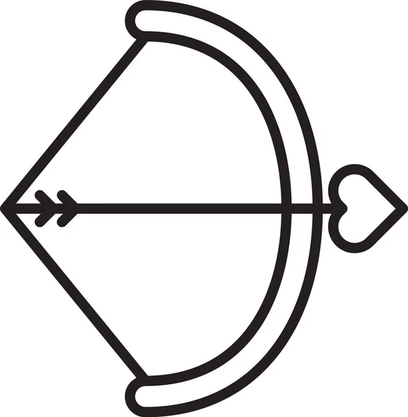 Línea negra Icono de arco y flecha aislado sobre fondo blanco. Símbolo Cupido. Señal de amor. Concepto de San Valentín. Ilustración vectorial — Vector de stock