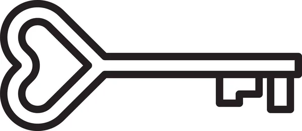 黒い線白い背景に隔離されたハート型のアイコンのキー。バレンタインデーのシンボル。ベクターイラスト — ストックベクタ