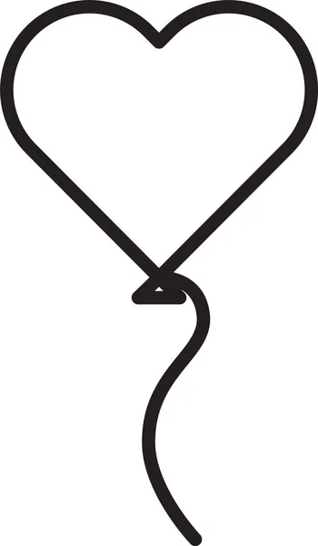 Czarna linia Balony w postaci serca z ikoną wstążki izolowane na białym tle. Symbolem Walentynek. Ilustracja wektora — Wektor stockowy