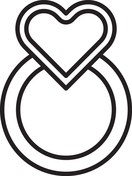 Czarna linia Ikona pierścieni ślubnych izolowana na białym tle. Znak młodej i młodej biżuterii. Symbol małżeństwa. Pierścionek. Ilustracja wektora — Wektor stockowy