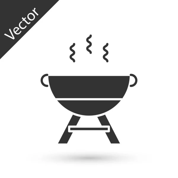 Ícone de churrasqueira cinza isolado no fundo branco. Festa de churrasco. Ilustração vetorial — Vetor de Stock