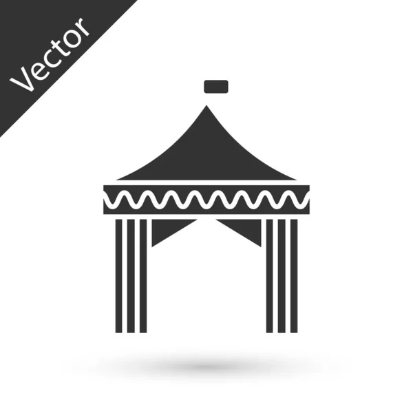 Icono de tienda de campaña gris aislado sobre fondo blanco. Carnaval tienda de campaña. Parque de atracciones. Ilustración vectorial — Archivo Imágenes Vectoriales