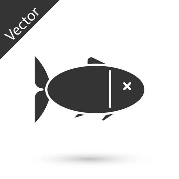 Icono de Grey Fish aislado sobre fondo blanco. Ilustración vectorial — Vector de stock