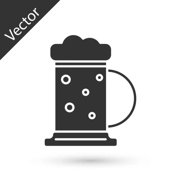 Taza de cerveza gris icono aislado sobre fondo blanco. Ilustración vectorial — Vector de stock