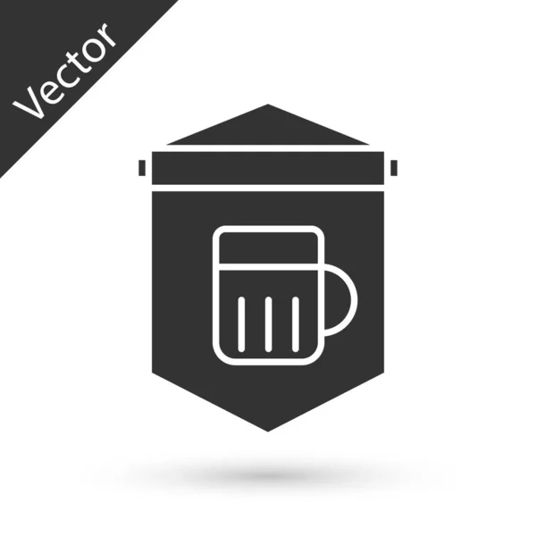 Placa de sinalização Grey Street com vidro de ícone de cerveja isolado no fundo branco. Adequado para anúncios bar, café, pub, restaurante. Ilustração vetorial —  Vetores de Stock