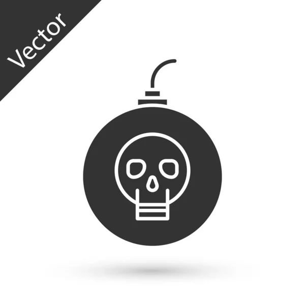 Grey Bomb ready to explode icon isolated on white background. Happy Halloween party. Vector Illustration — Stock Vector