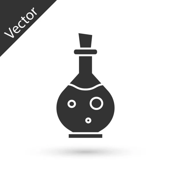 Garrafa de vidro cinza com ícone de elixir mágico isolado no fundo branco. Activo do jogo de computador. Ilustração vetorial — Vetor de Stock