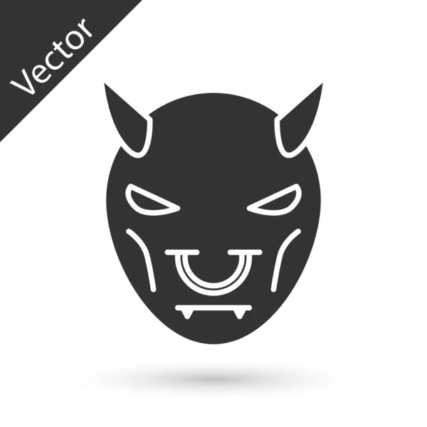 Máscara cinzenta do diabo com chifres ícone isolado no fundo branco. Ilustração vetorial — Vetor de Stock