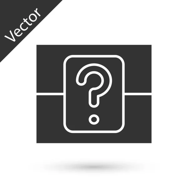 Graue Mystery Box oder zufällige Beute Box für Spiele Icon isoliert auf weißem Hintergrund. Fragezeichen. Vektorillustration — Stockvektor