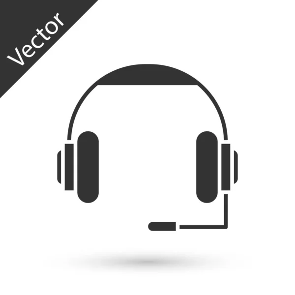 Icono de auriculares grises aislado sobre fondo blanco. Auriculares. Concepto para escuchar música, servicio, comunicación y operador. Ilustración vectorial — Vector de stock