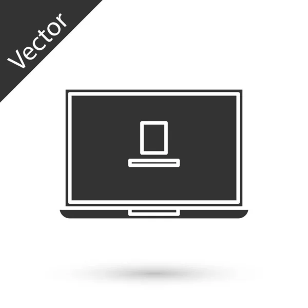 Icono de portátil gris aislado sobre fondo blanco. Computadora portátil con pantalla vacía. Ilustración vectorial — Vector de stock