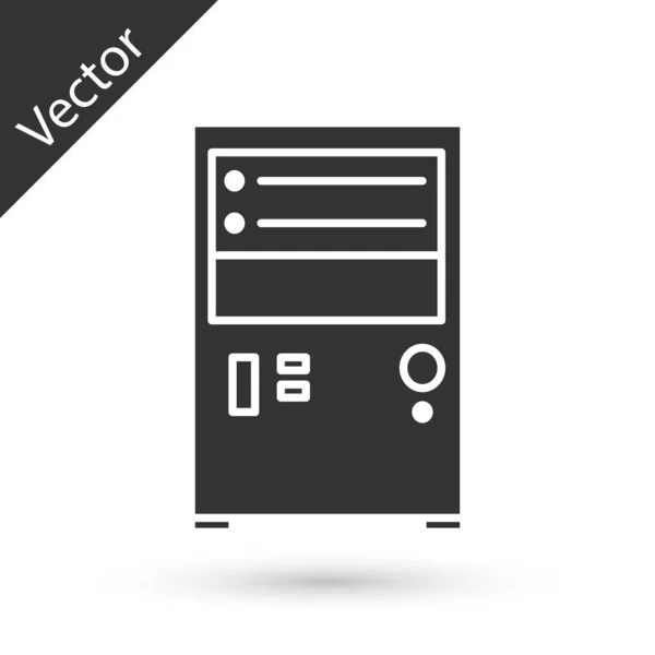 Icono de ordenador gris aislado sobre fondo blanco. Signo de componente PC. Ilustración vectorial — Vector de stock