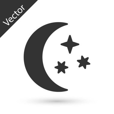 Beyaz arka plan üzerinde izole gri ay ve yıldız kutsal kişilerin resmi. Vektör çizim