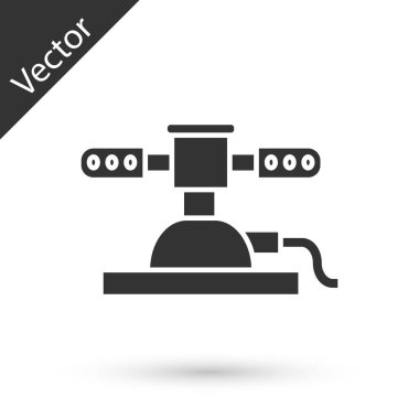 Gri Otomatik sulama sprinkler simgesi beyaz arka plan üzerinde izole. Sulama ekipmanları. Bahçe elementi. Sprey tabanca simgesi. Vektör İllüstrasyonu