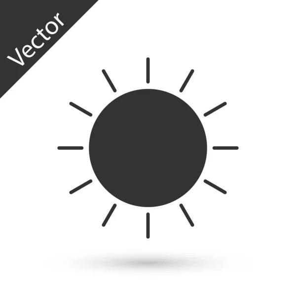 Icono de sol gris aislado sobre fondo blanco. Ilustración vectorial — Vector de stock