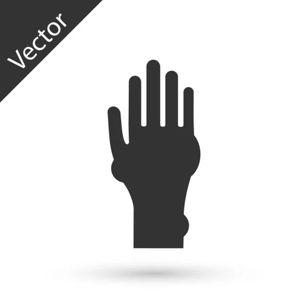 Grey Hand with psoriasis or eczema icon isolated on white background. Concept of human skin response to allergen or chronic body problem. Vector Illustration — 스톡 벡터