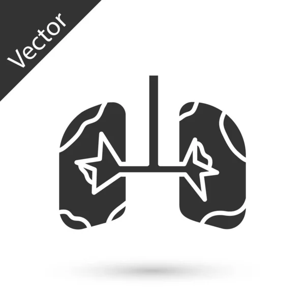 Szürke tüdő ikon elszigetelt fehér háttér. Vektorillusztráció — Stock Vector