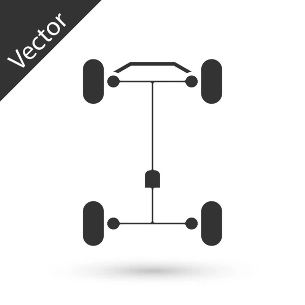 Graues Chassis-Auto-Symbol isoliert auf weißem Hintergrund. Vektorillustration — Stockvektor