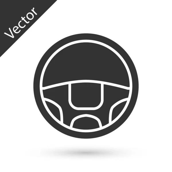 Icono gris del volante aislado sobre fondo blanco. Icono de rueda de coche. Ilustración vectorial — Vector de stock