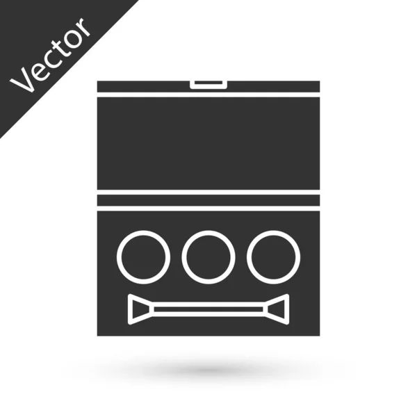 Grey Eye shadow palette with brush icon isolated on white background. Vector Illustration — 스톡 벡터