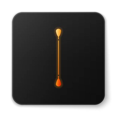 Beyaz arka planda izole edilmiş kulaklar için turuncu parlak neon pamuklu bez. Siyah kare düğme. Vektör İllüstrasyonu