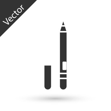 Gri göz kalemi, beyaz arka planda izole edilmiş kaş ikonu. Gözler için kalem. Vektör İllüstrasyonu