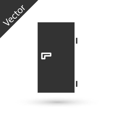 Gri kapalı kapı simgesi beyaz arkaplanda izole edildi. Vektör İllüstrasyonu