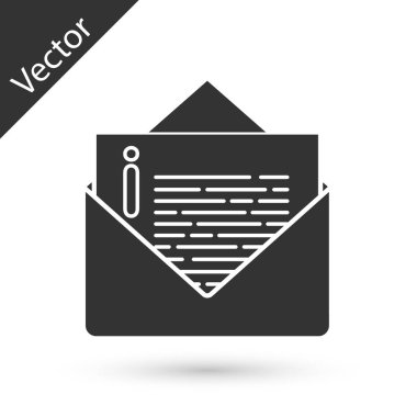 Gri Zarf simgesi beyaz arkaplanda izole edildi. E- posta mektup sembolü. Vektör İllüstrasyonu