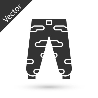 Beyaz arka planda gri kamuflaj kargo pantolon ikonu izole edildi. Vektör İllüstrasyonu