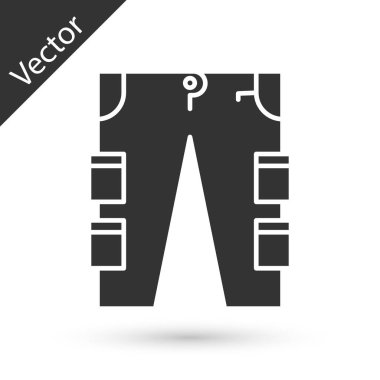 Beyaz arkaplanda gri kargo pantolon simgesi var. Vektör İllüstrasyonu